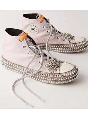 Free People Nan-Ku Sneakers Size 39 Cruise Studded Mellow Mauve High Top Shoes